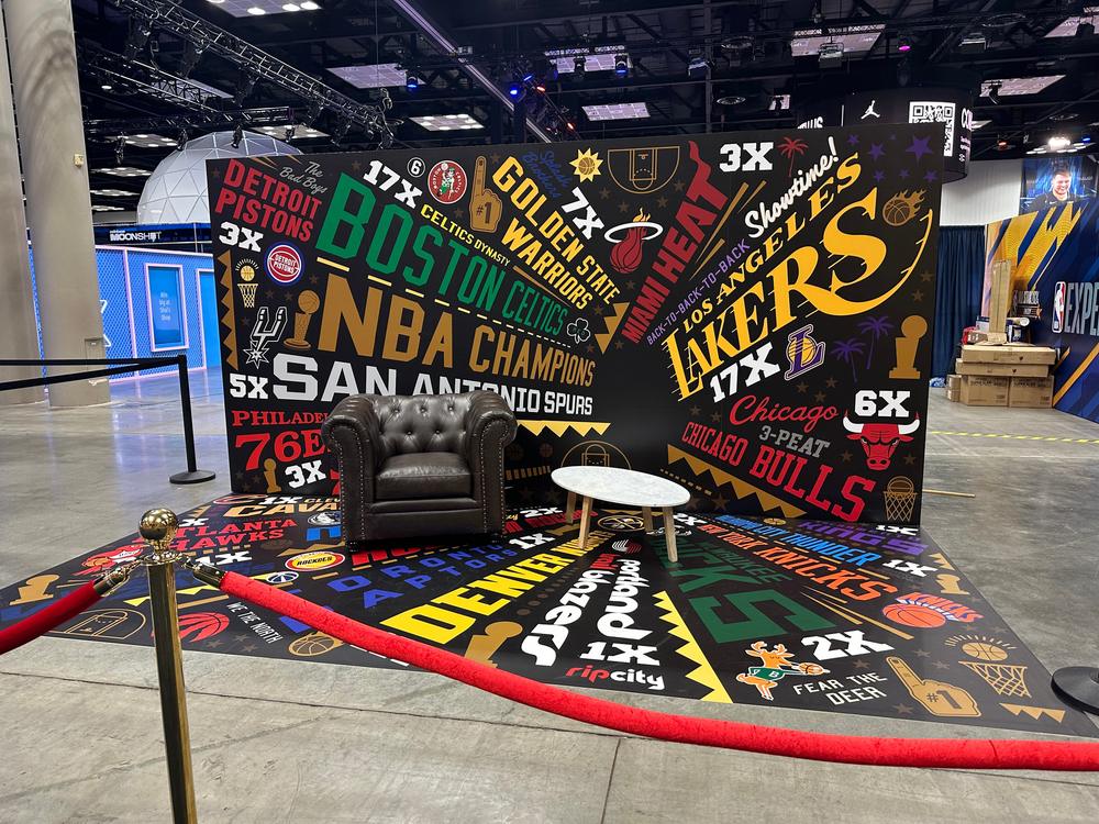 NBA Champions backdrop and lounge installation at the NBA All-Star Weekend Crossover in Indianapolis